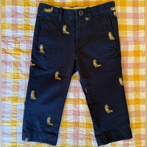 J.Crew Crewcuts Toddler Navy Embroidered Fox Print Casual Chino Pants Size 2